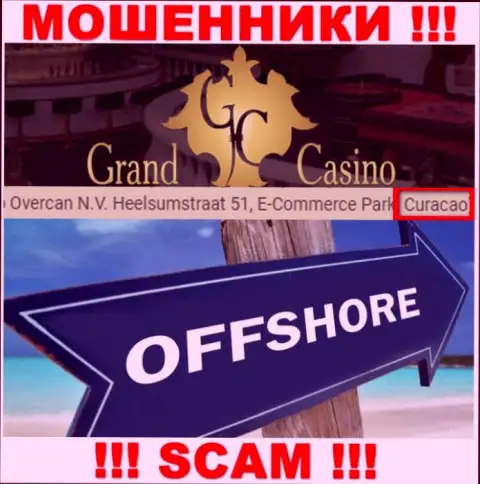 С Grand-Casino Com работать НЕ СТОИТ - скрываются в офшоре на территории - Curacao