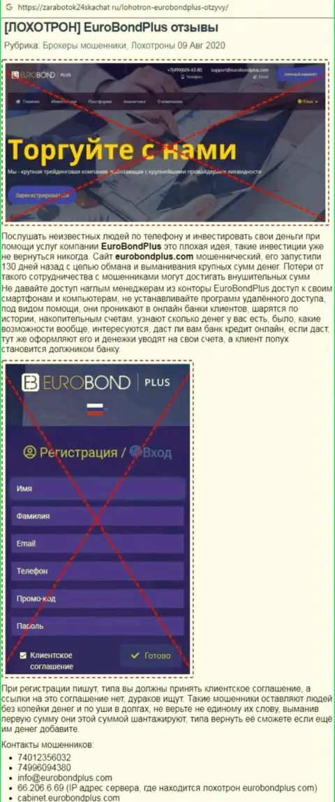 Обзор мошеннических уловок Euro BondPlus - internet мошенники или порядочная организация ?