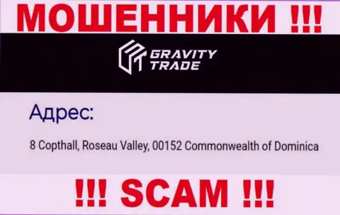 IBC 00018 8 Copthall, Roseau Valley, 00152 Commonwealth of Dominica - это офшорный адрес GravityTrade, представленный на web-ресурсе данных обманщиков