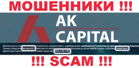 Будьте крайне осторожны, AK Capitall намеренно разместили на сайте свой лицензионный номер