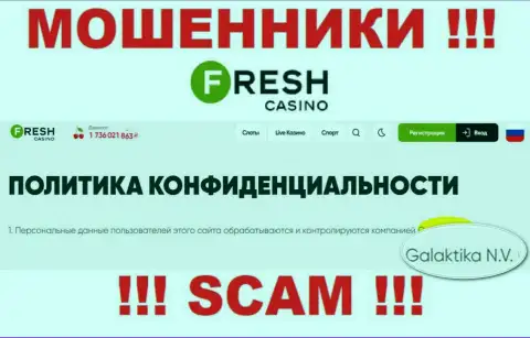 Юр. лицо internet мошенников Fresh Casino - это GALAKTIKA N.V