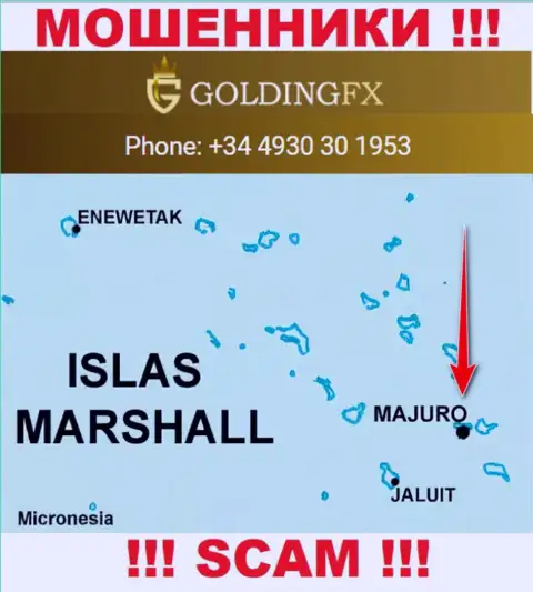 С интернет мошенником Goldingfx InvestLIMITED не торопитесь совместно работать, ведь они базируются в оффшоре: Majuro, Marshall Islands