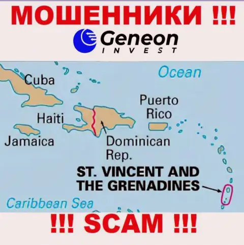 Geneon Invest пустили свои корни на территории - St. Vincent and the Grenadines, остерегайтесь взаимодействия с ними