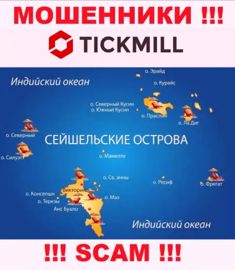 С организацией Tickmill опасно взаимодействовать, место регистрации на территории Republic of Seychelles