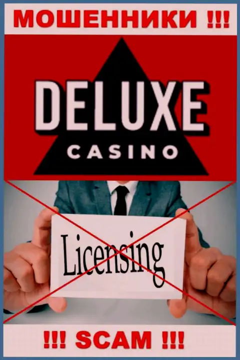 Отсутствие лицензии у компании Deluxe Casino, лишь подтверждает, что это мошенники