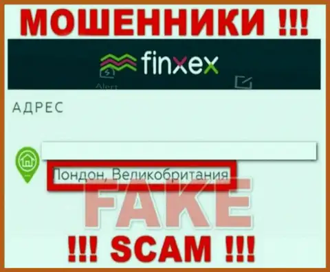Finxex Com решили не распространяться о своем настоящем адресе регистрации