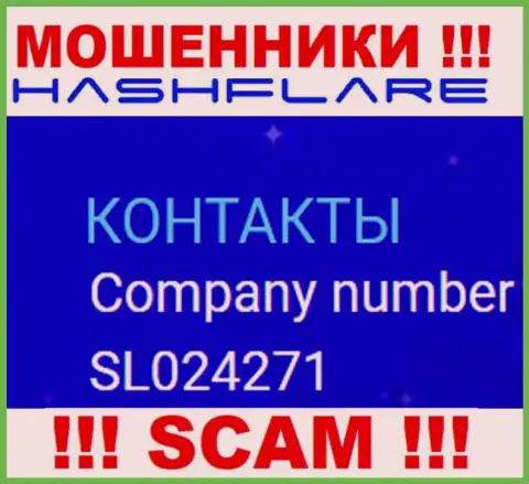 Регистрационный номер, под которым зарегистрирована компания HashFlare: SL024271