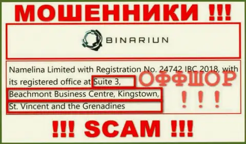 Взаимодействовать с компанией Бинариун Нет не спешите - их оффшорный адрес - Suite 3, Beachmont Business Centre, Kingstown, St. Vincent and the Grenadines (инфа взята с их интернет-сервиса)