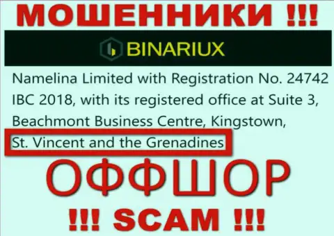 Binariux Net это МОШЕННИКИ, которые официально зарегистрированы на территории - Сент-Винсент и Гренадины