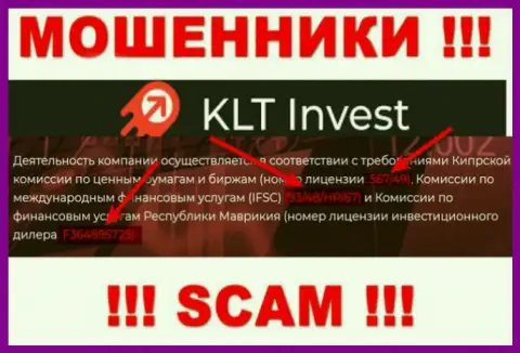 Хоть KLT Invest и размещают на портале лицензию на осуществление деятельности, помните - они в любом случае ВОРЫ !!!