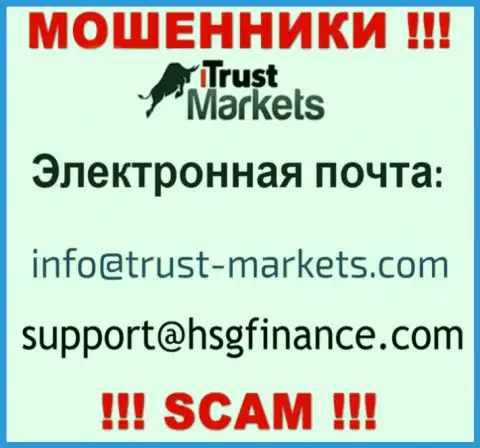 Компания Trust-Markets Com не прячет свой адрес электронного ящика и предоставляет его на своем информационном ресурсе