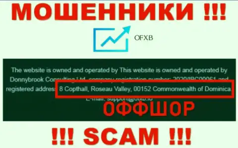 Организация OFXB пишет на интернет-сервисе, что находятся они в офшоре, по адресу: 8 Copthall, Roseau Valley, 00152 Commonwealth of Dominica