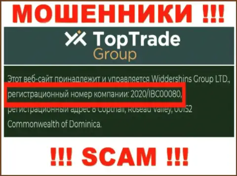 Регистрационный номер TopTrade Group - 2020/IBC00080 от кражи финансовых средств не убережет