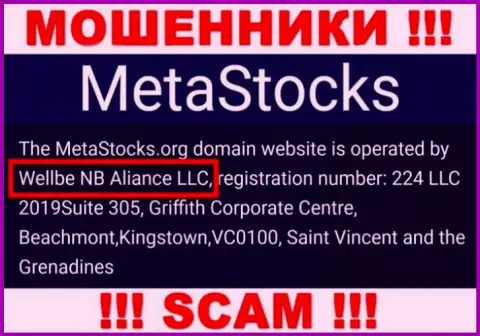 Юридическое лицо компании MetaStocks - это Wellbe NB Aliance LLC, инфа взята с официального сайта