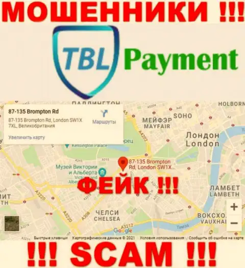 С противоправно действующей компанией TBL Payment не работайте, сведения относительно юрисдикции фейк