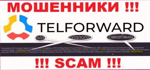 На web-ресурсе TelForward есть лицензия, только вот это не отменяет их мошенническую суть