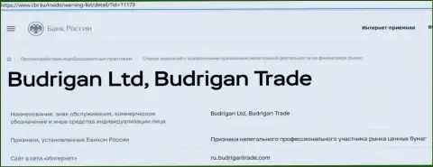 Разводилы Budrigan Ltd загремели в черный список ЦБ России