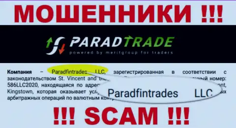Юридическое лицо интернет-мошенников ParadTrade Com - это Paradfintrades LLC
