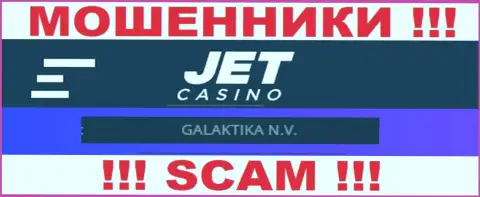 Данные об юридическом лице Jet Casino, ими является организация GALAKTIKA N.V.