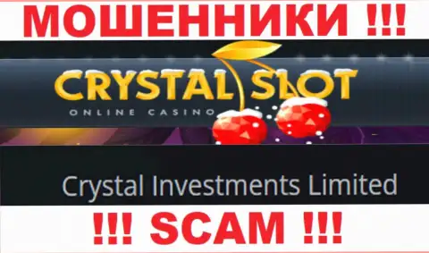 Организация, владеющая мошенниками CrystalSlot - это Кристал Инвестментс Лимитед