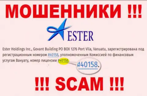 Хоть Ester Holdings и указывают на информационном сервисе номер лицензии, будьте в курсе - они все равно МОШЕННИКИ !!!