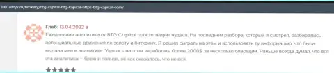 Биржевые игроки пишут на портале 1001otzyv ru, что удовлетворены совершением торговых сделок с брокером BTG-Capital Com