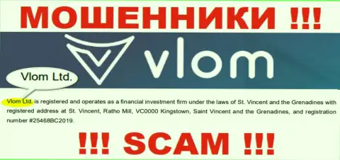 Юридическое лицо, которое владеет internet-обманщиками Vlom Ltd - это Vlom Ltd