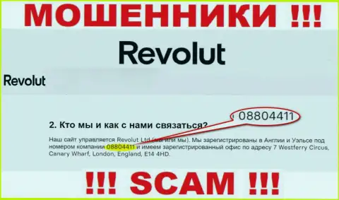 Осторожно, наличие регистрационного номера у Revolut (08804411) может быть приманкой
