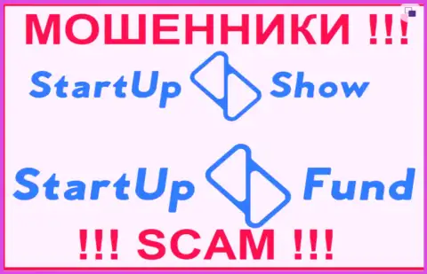 Идентичность логотипов обманных компаний StarTupShow Ltd и StarTup Fund налицо